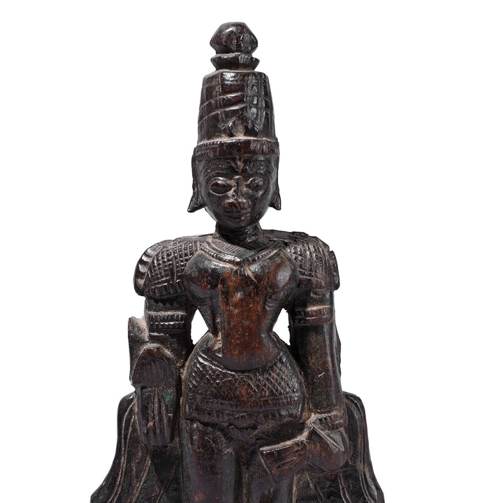 Face Detail From Antique Indian Rosewood Vishnu / Laxshmi Bommai Dolls | Indigo Antiques