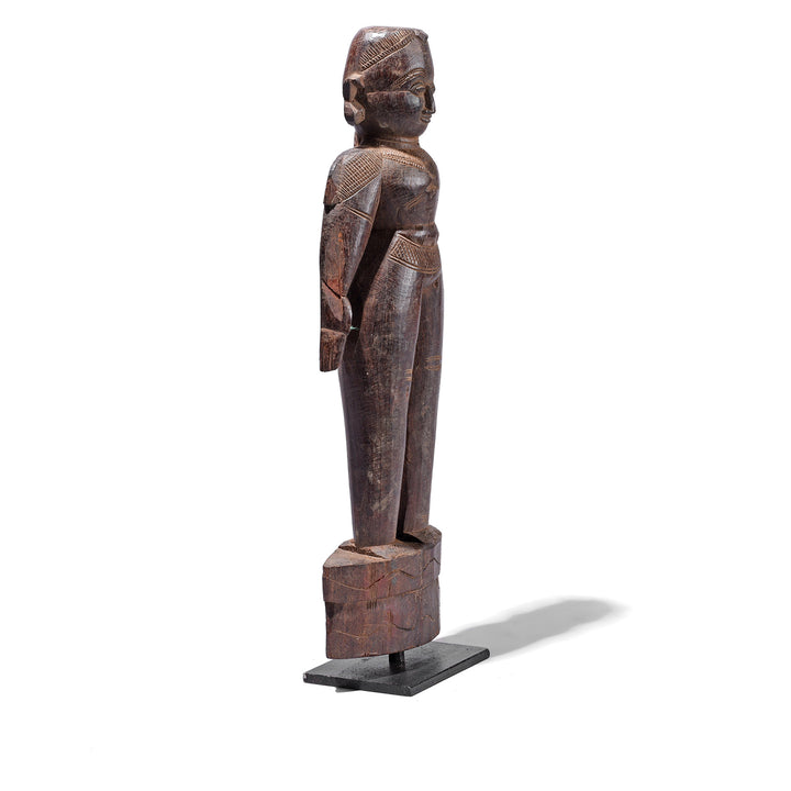 Angled View Of Antique Indian Rosewood Vishnu / Laxshmi Bommai Dolls | Indigo Antiques