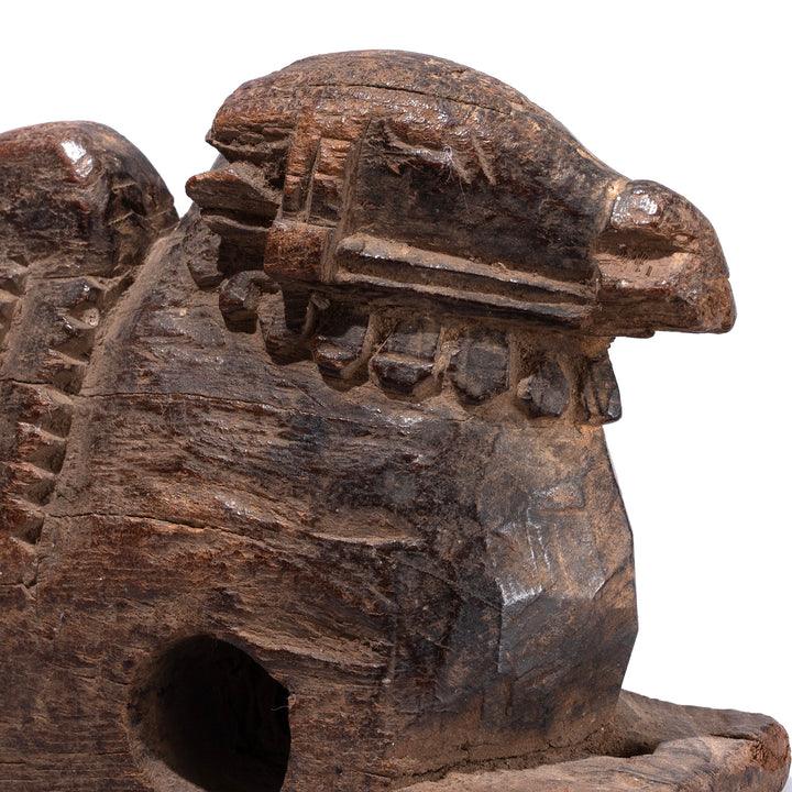 Face Detail From 19th Century Carved Teak Nandi Bull Figure From Andhra Pradesh