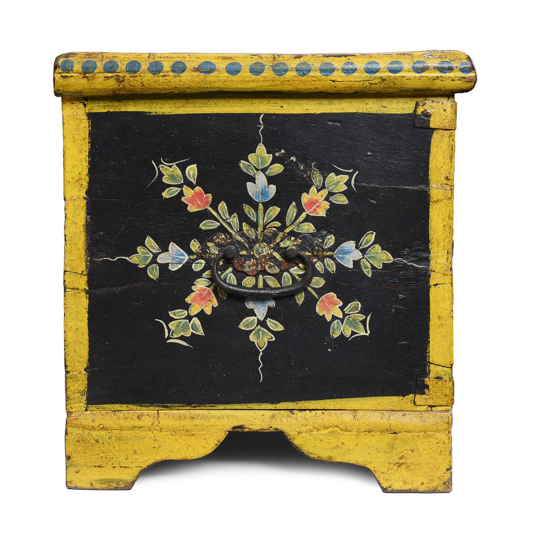 Side View Of Antique Indian Painted Chest From Rajasthan | Indigo Antiques