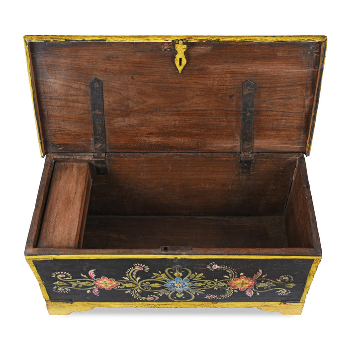 Interior Of Antique Indian Painted Chest From Rajasthan | Indigo Antiques