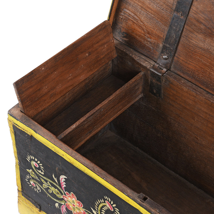 Candle Box Detail from Antique Indian Painted Chest From Rajasthan | Indigo Antiques