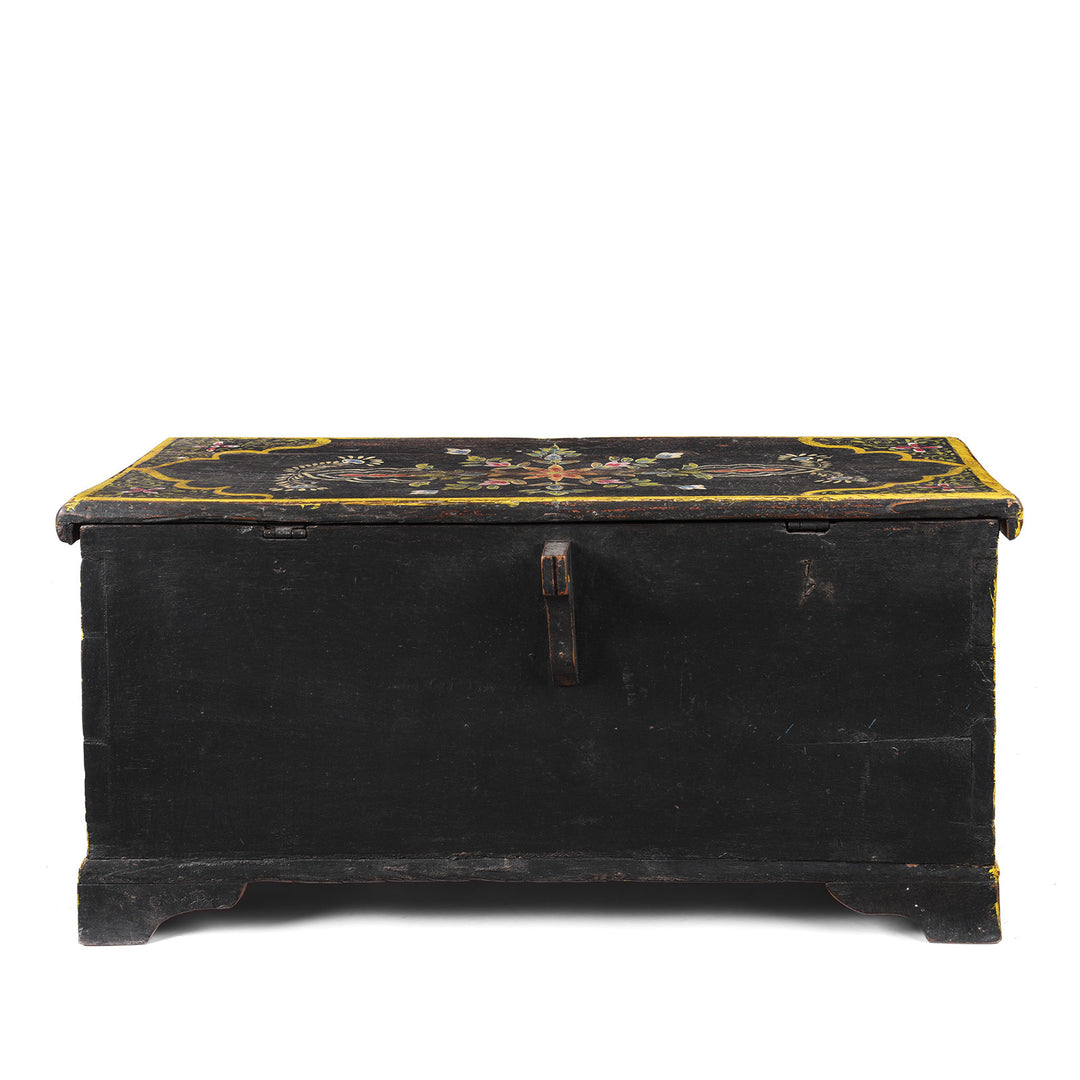 Back Of Antique Indian Painted Chest From Rajasthan | Indigo Antiques
