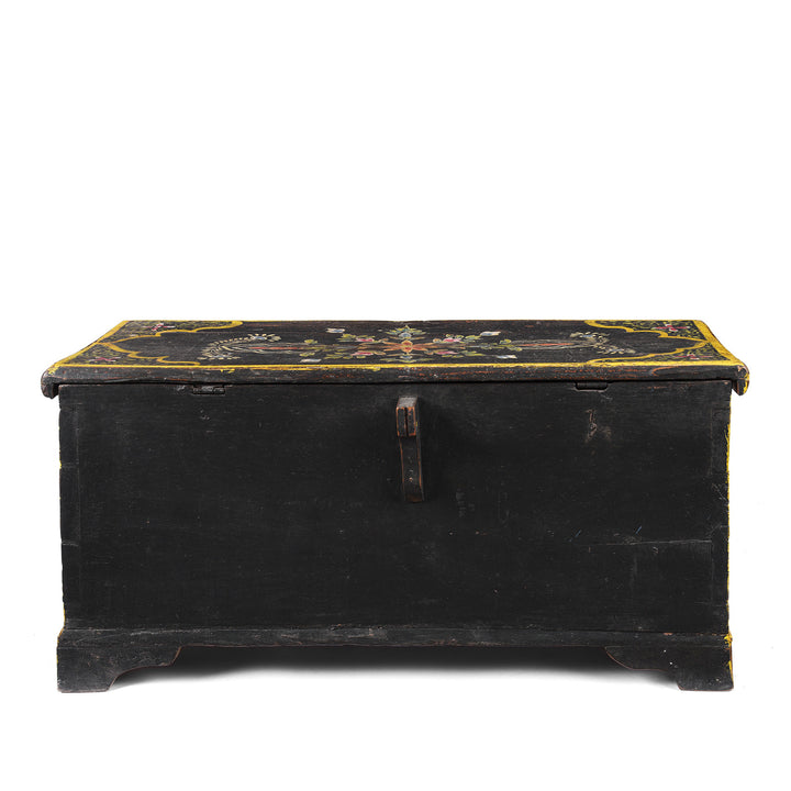 Back Of Antique Indian Painted Chest From Rajasthan | Indigo Antiques