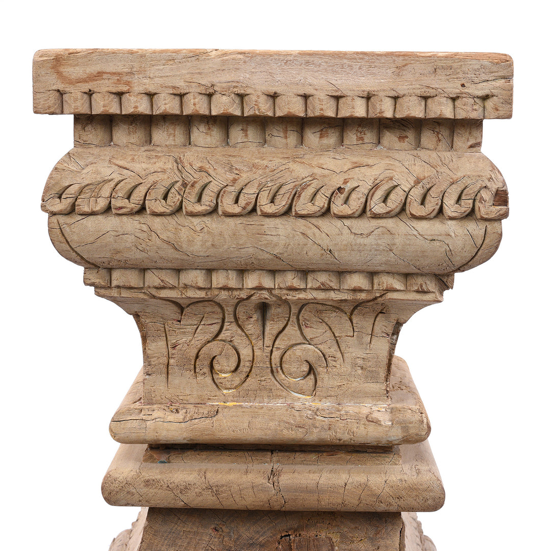 Carvings Detail From Side Table Made From Reclaimed Teak | Indigo Antiques