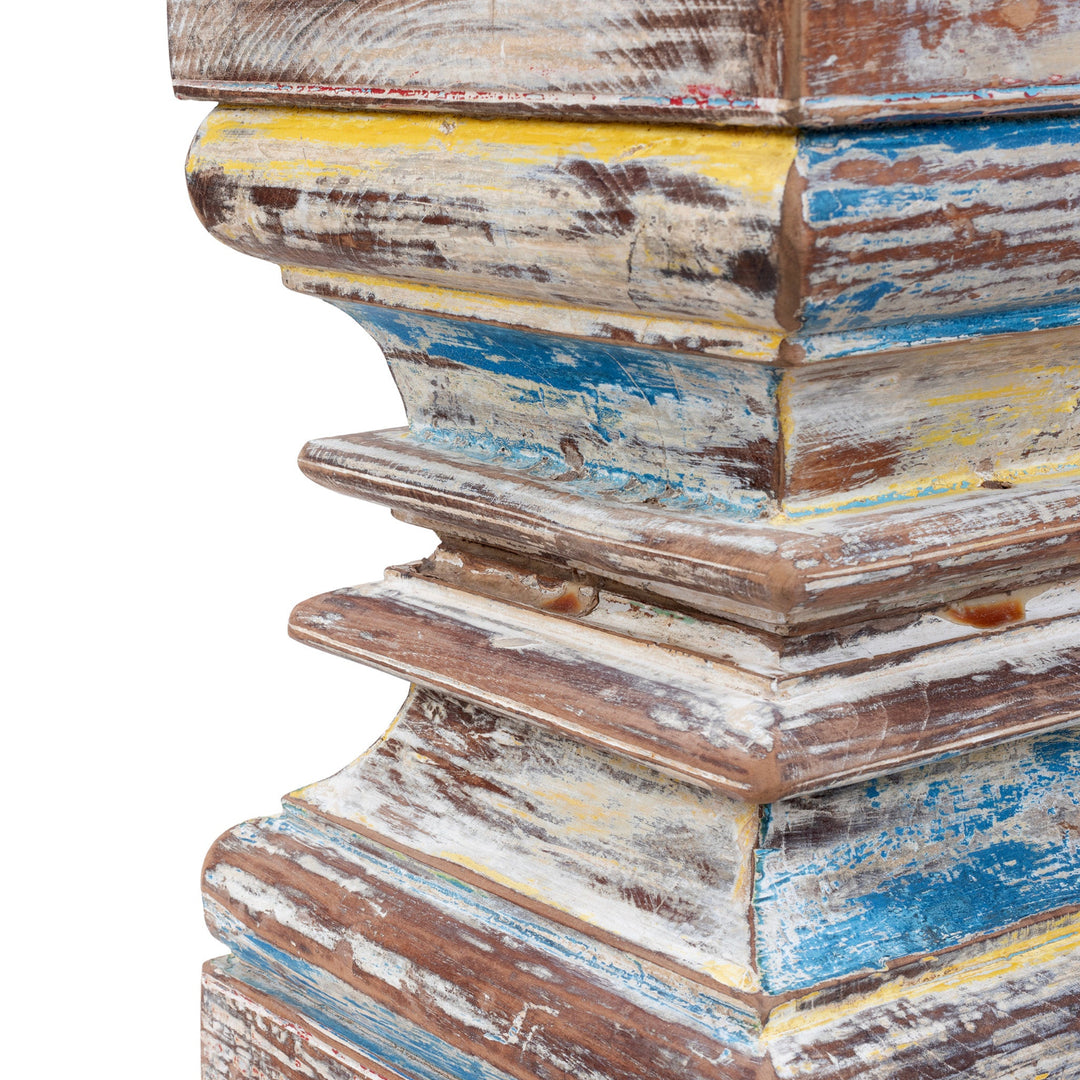 Detail From Painted Teak Column Side Table Made From Reclaimed Indian Pillar Capital