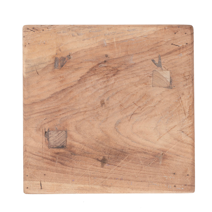 Top Down VIew Of Painted Teak Column Side Table Made From Reclaimed Indian Pillar Capital