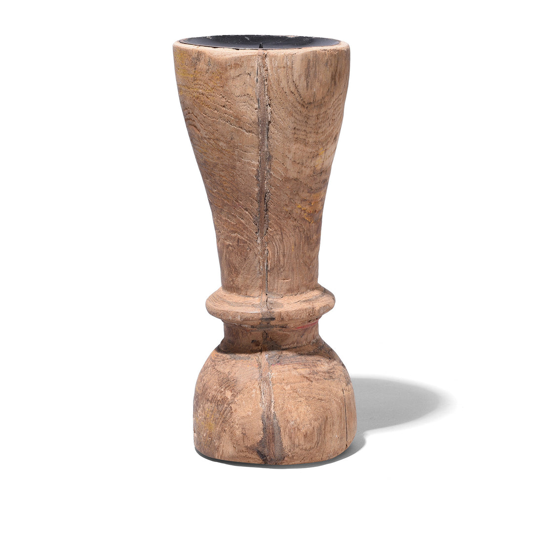 Carved Teak Candlestick Made From An Old Takhat Leg | Indigo Antiques