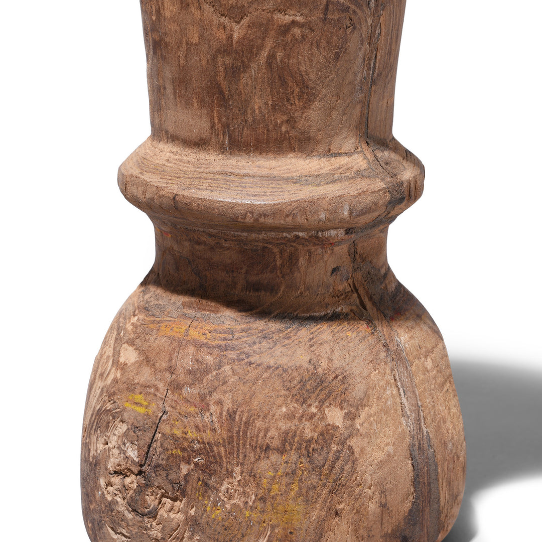 Detail From Base Of Carved Teak Candlestick Made From An Old Takhat Leg | Indigo Antiques