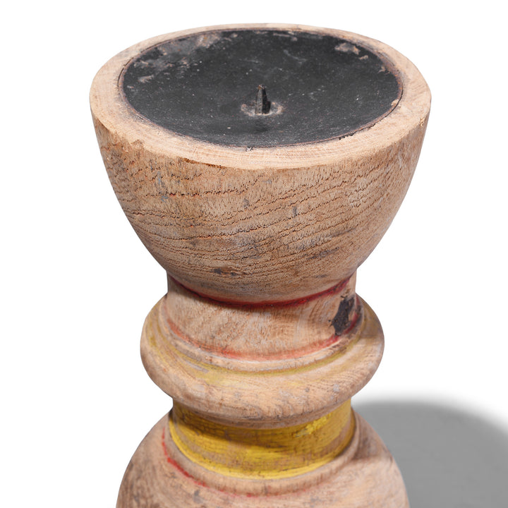 Antique Carved Teak Candlestick Made From An Old Takhat Leg  | Indigo Antiques