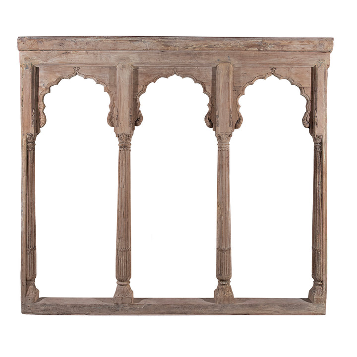 Other Side Of Antique Indian Carved Teak Triple Arch | Indigo Antiques