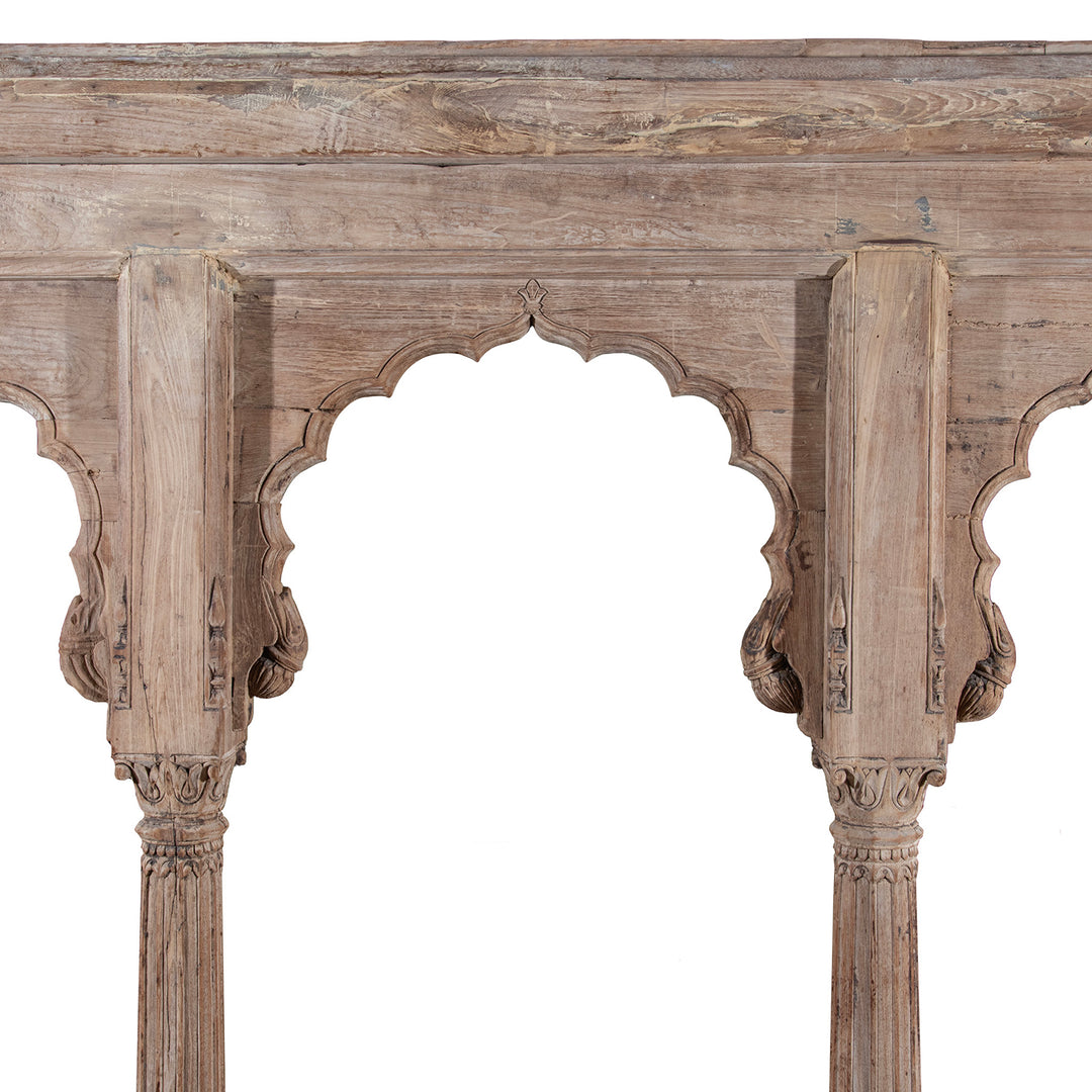 Arch Carving Detail From Antique Indian Carved Teak Triple Arch | Indigo Antiques