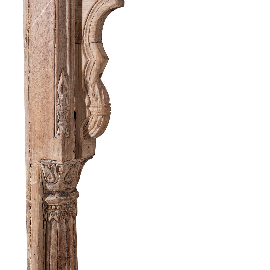 Carving Detail From Antique Indian Carved Teak Triple Arch | Indigo Antiques