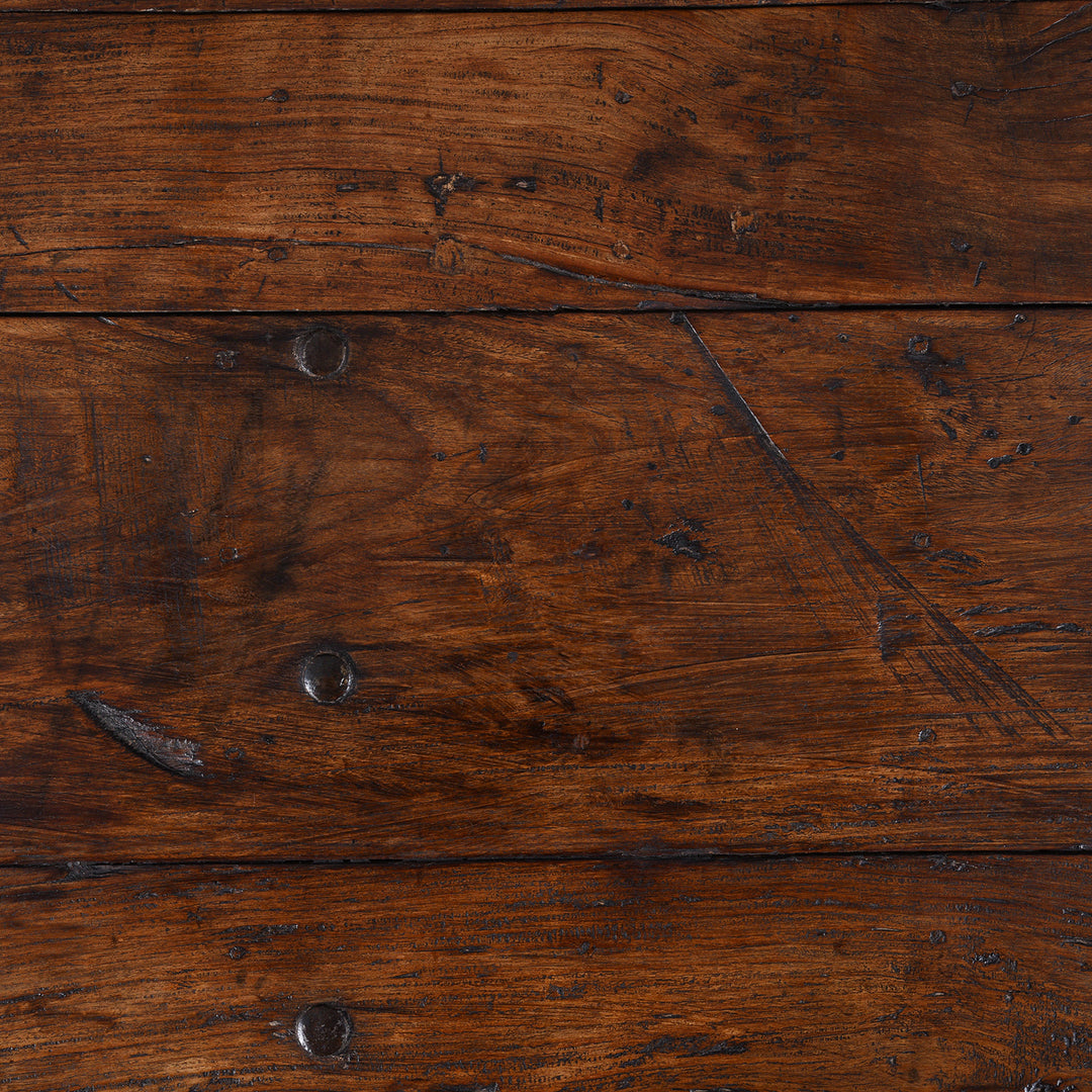 Surface Detail From Antique Shekhawati Takhat Coffee Table Angled View With Carved Apron And Turned Feet