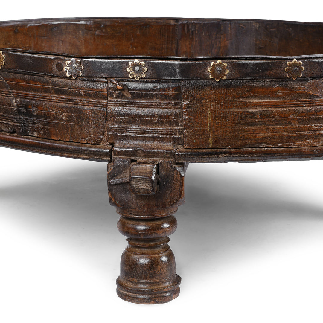 Turned Leg Detail From Antique Indian Chakki Coffee Table From Rajasthan | Indigo Antiques