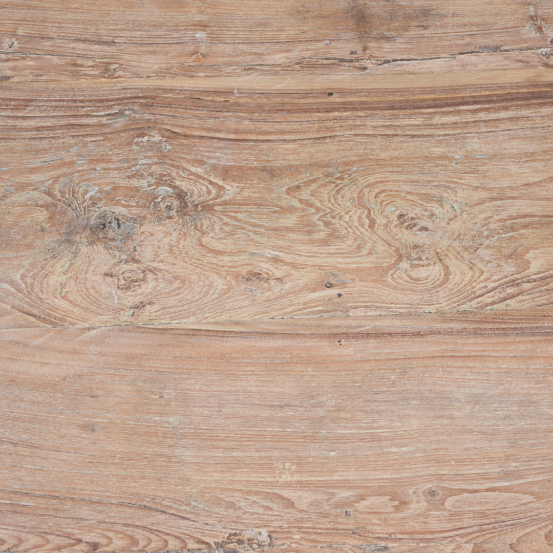 Surface Detail From Bleached 19th Century Teak Takhat Table From Hyderabad With Hand Carved Star Motifs And Turned Legs | Indigo Antiques