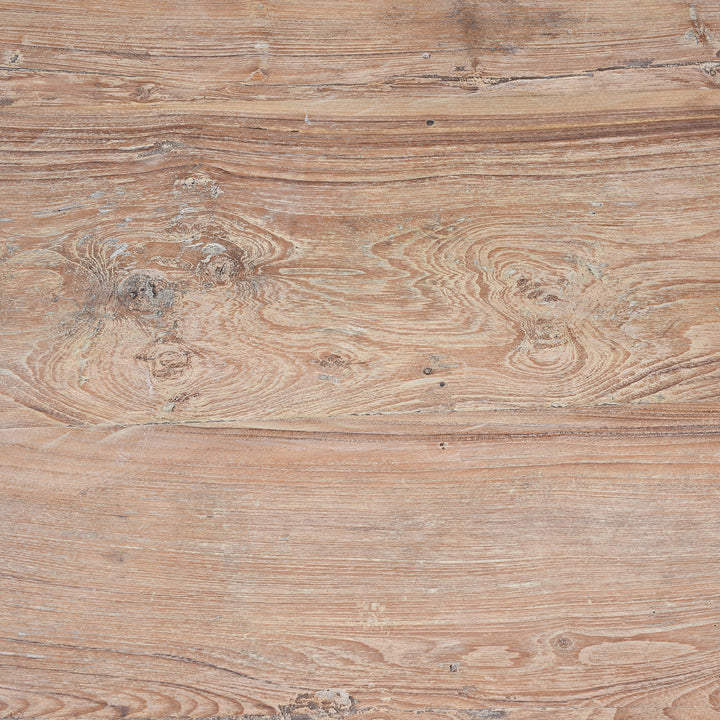 Surface Detail From Bleached 19th Century Teak Takhat Table From Hyderabad With Hand Carved Star Motifs And Turned Legs | Indigo Antiques