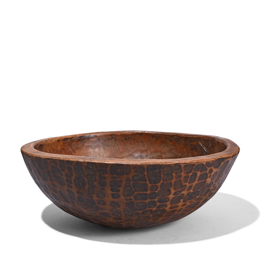 Antique Nineteenth Century Nepalese Carved Teak Bowl With Decorative adze Marks