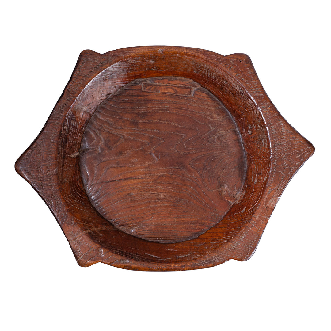 Top Down View Of Antique Teak Parath Bowl Carved In The Form Of A Turtle 19th Century