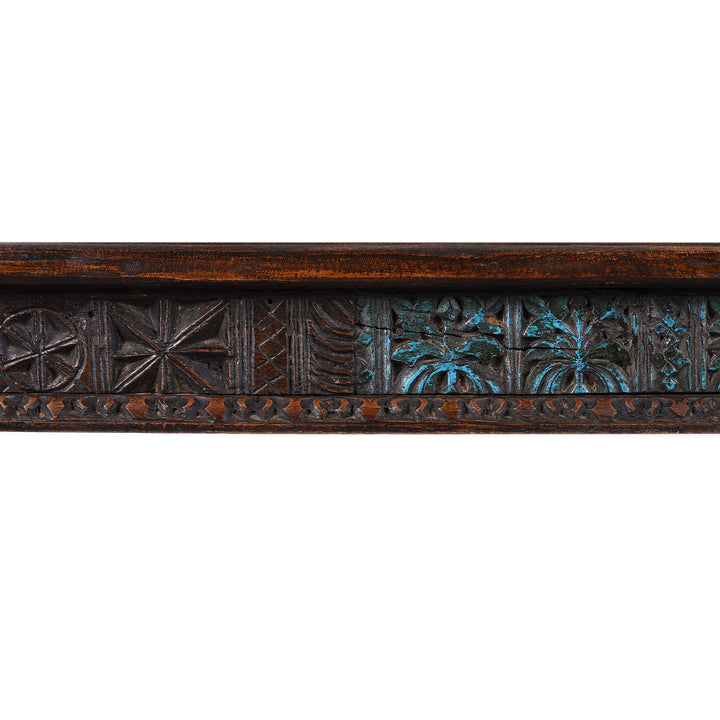Side Carving Detail From Antique Indian Takhat Coffee Table | Indigo Antiques