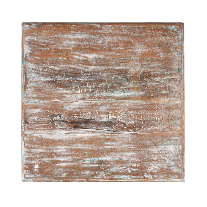 Top Down View Of Square Reclaimed Teak Takhat From Rajasthan | Indigo Antiques