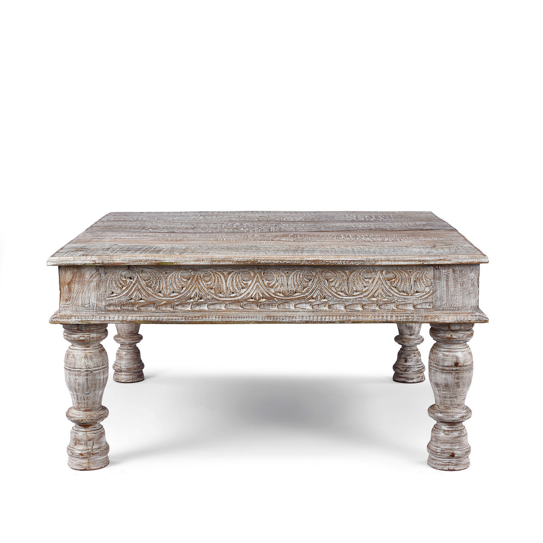 Square Reclaimed Teak Takhat From Rajasthan | Indigo Antiques
