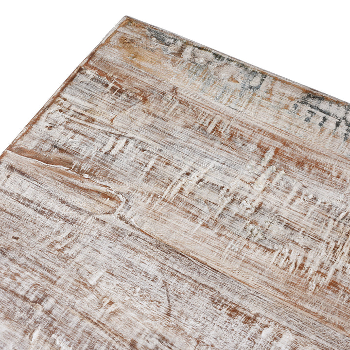 Detail From Surface Of Square Reclaimed Teak Takhat From Rajasthan | Indigo Antiques