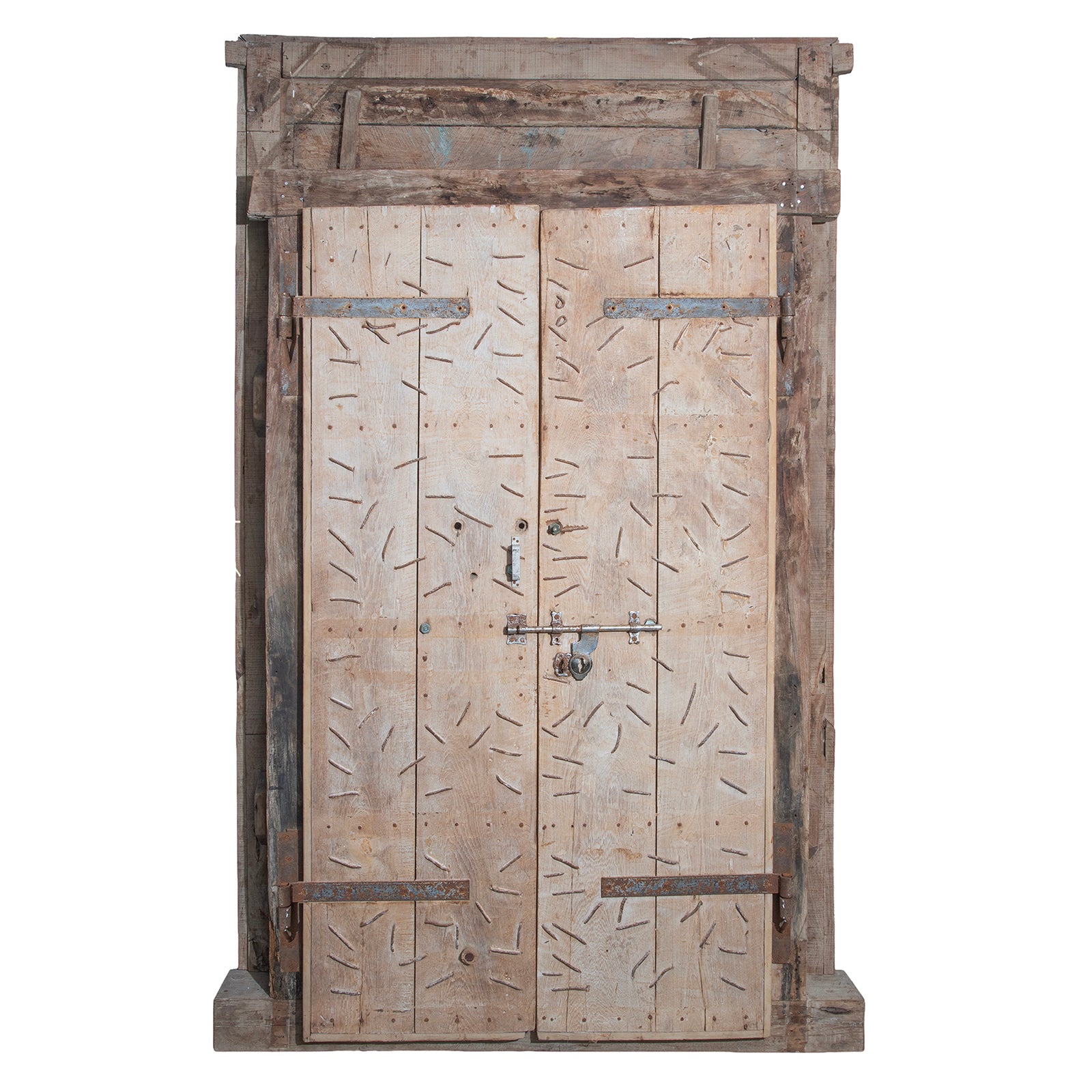 Back Of 19th Century Carved Teak Door From Himachal Pradesh With Floral Motifs and Figure Detailing