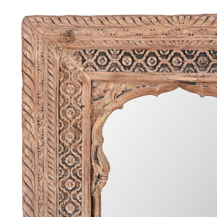 Corner Detail From Antique Indian Carved Window Mirror | Indigo Antiques