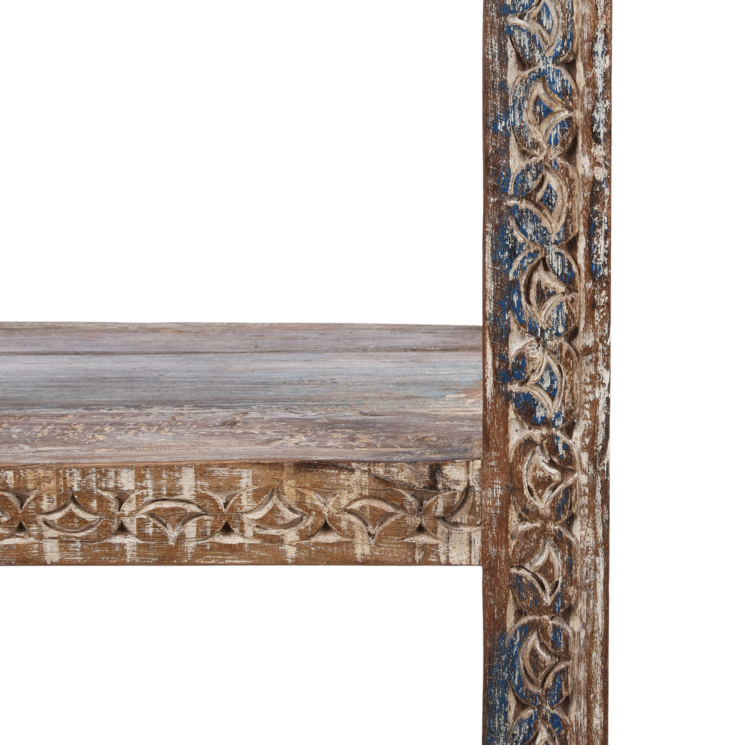 Carving Detail From Reclaimed Teak Bedside Table With Painted Finish | Indigo Antiques