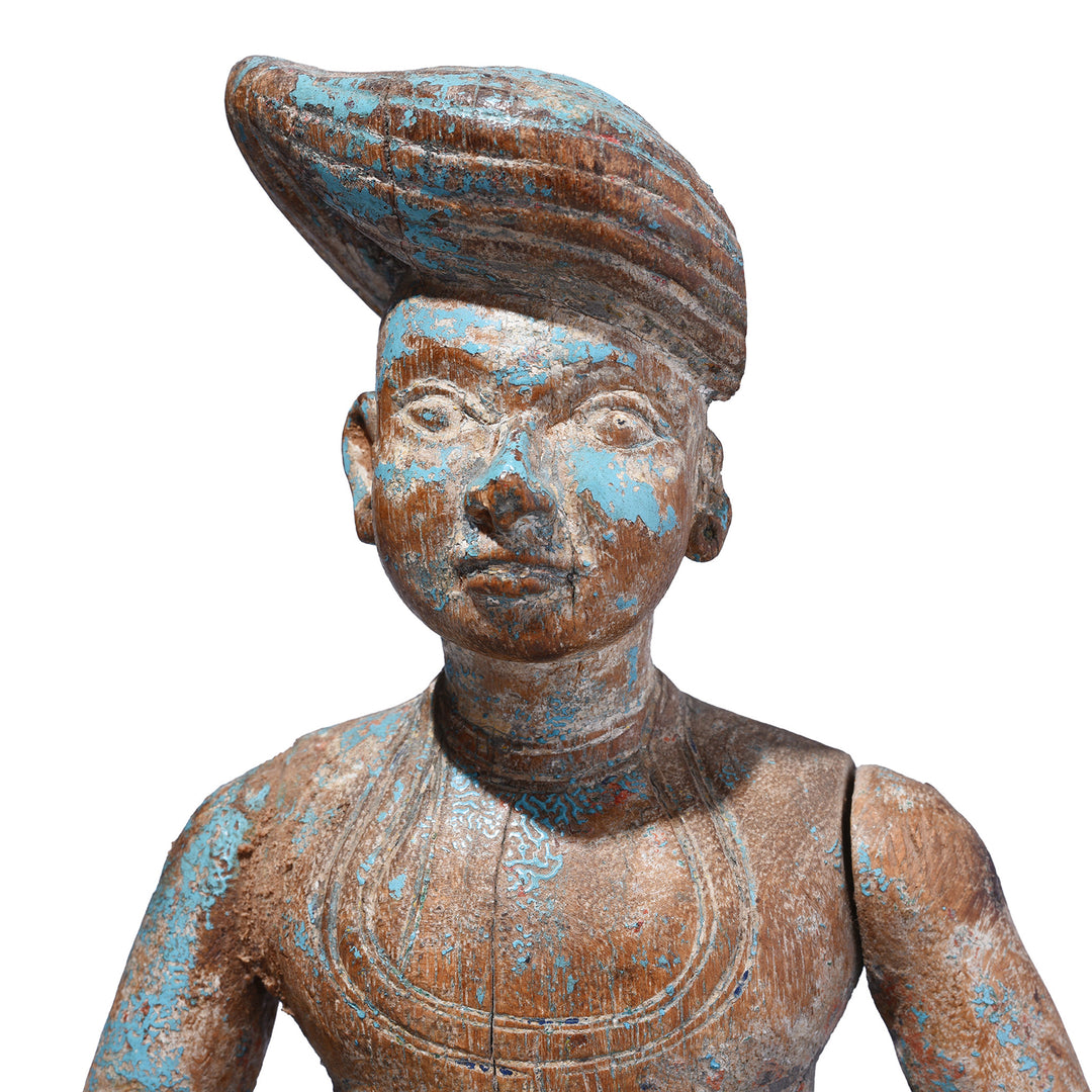 Face Detail From Antique Carved Gujarati Figure | Indigo Antiques