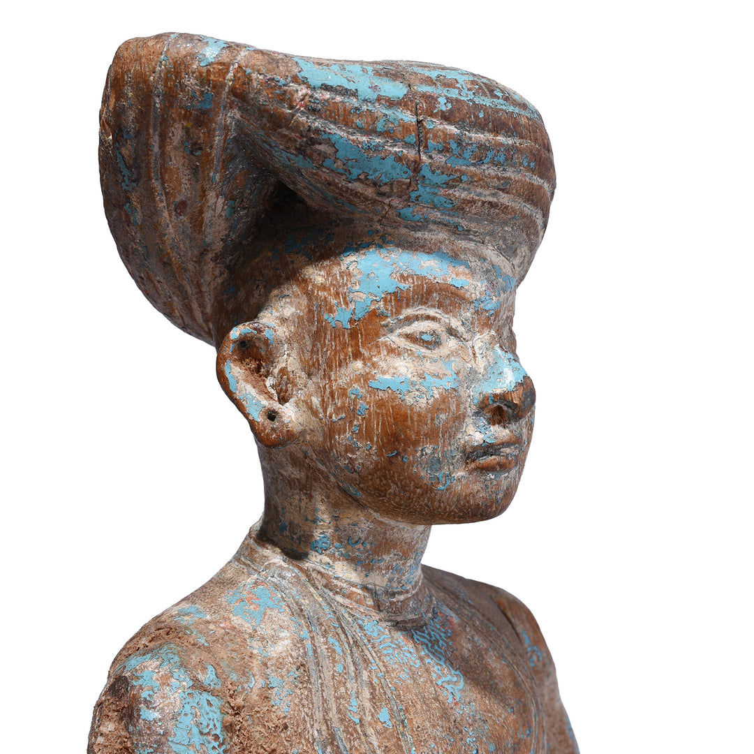 Face Detail From Antique Carved Gujarati Figure | Indigo Antiques
