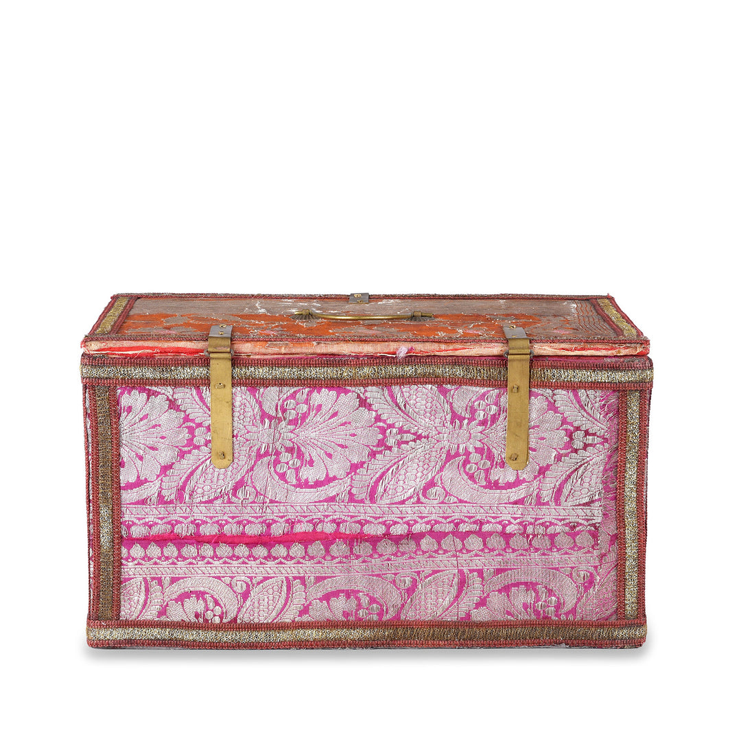 Back Of Rajasthani Vintage Sari Textile Storage Box