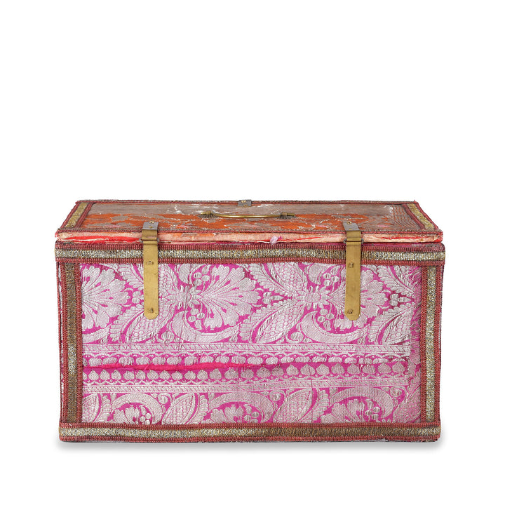 Back Of Rajasthani Vintage Sari Textile Storage Box