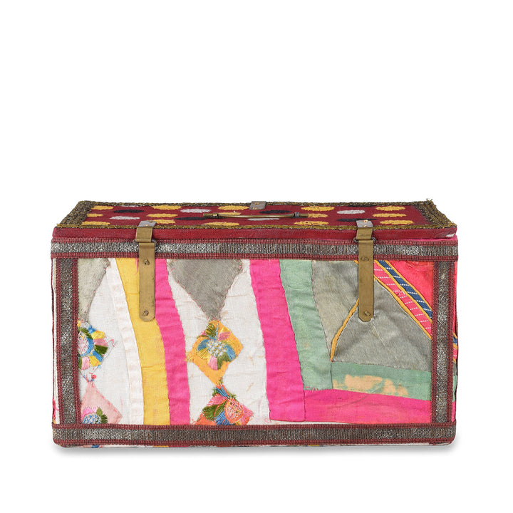 Back Of Rajasthani Vintage Sari Textile Storage Box