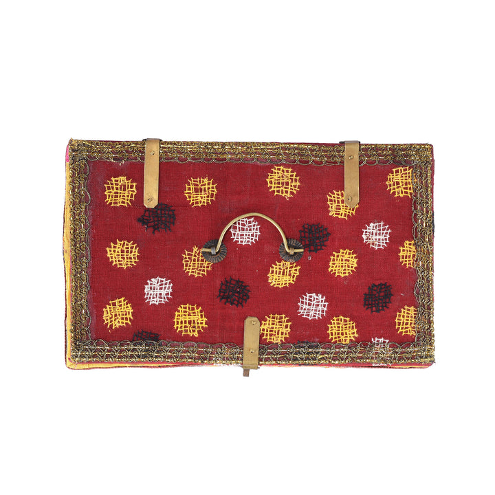 Top Down View Of Rajasthani Vintage Sari Textile Storage Box