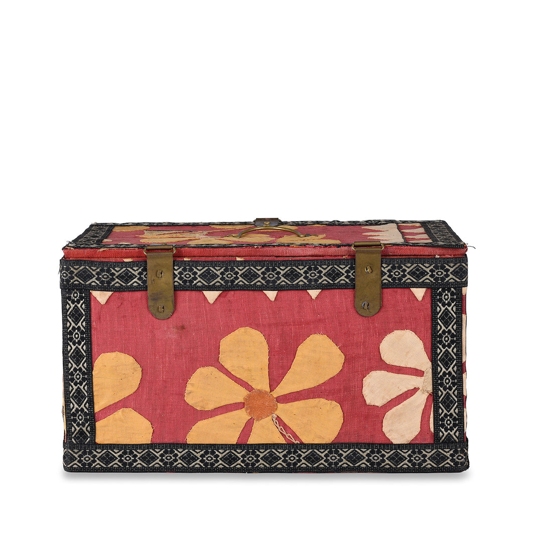 Back Of Rajasthani Vintage Sari Textile Storage Box