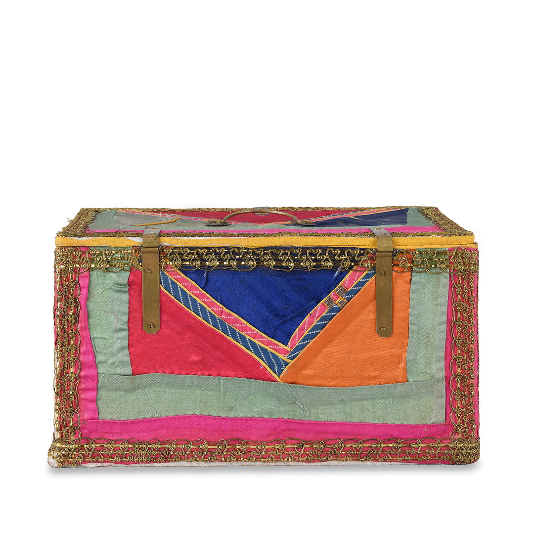Back Of Rajasthani Vintage Sari Textile Storage Box