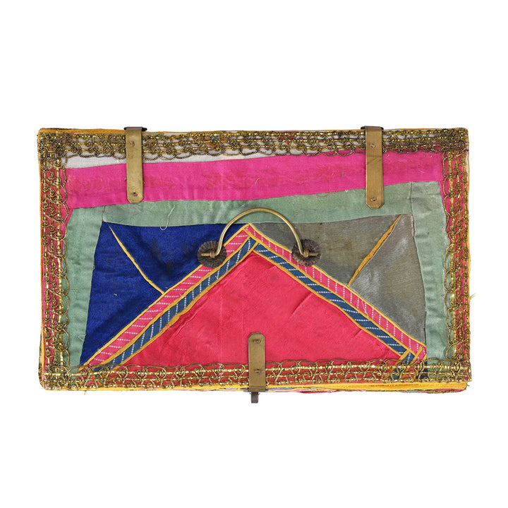 Top Down View Of Rajasthani Vintage Sari Textile Storage Box
