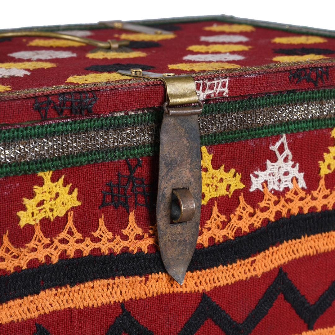 Latch Detail From Vintage Patterned Textile Box From Rajasthan | Indigo Antiques