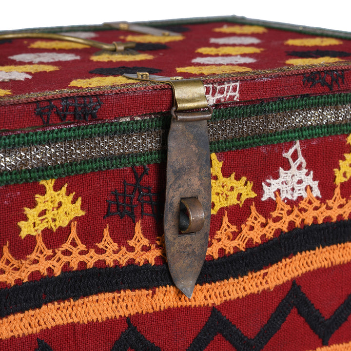 Latch Detail From Vintage Patterned Textile Box From Rajasthan | Indigo Antiques
