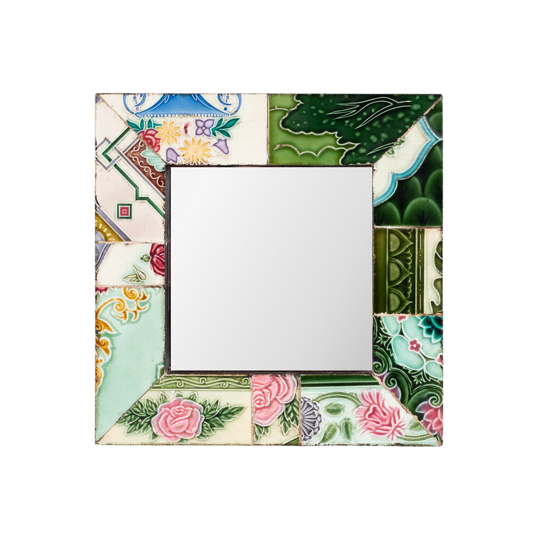 V1 Art Deco Inspired Mirror Made From 1920s Peranakan Ceramic Tiles