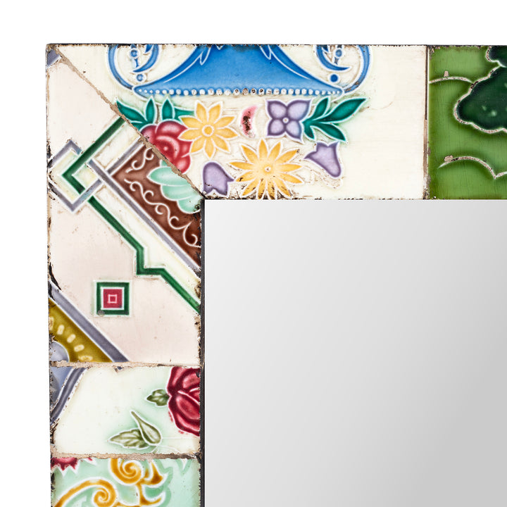 Detail From V1 Art Deco Inspired Mirror Made From 1920s Peranakan Ceramic Tiles