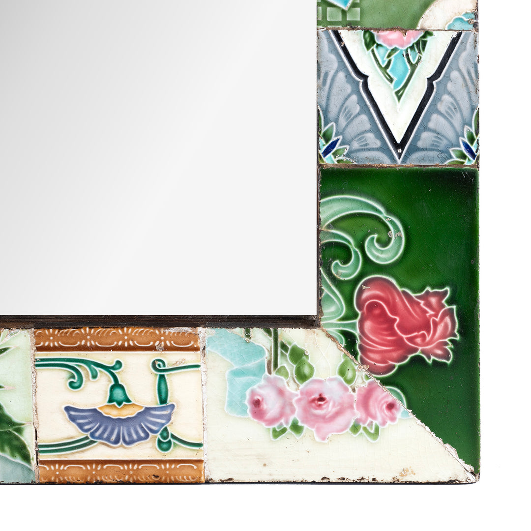 Detail From Roses Mirror Made From Old Japanese Ceramic Tiles
