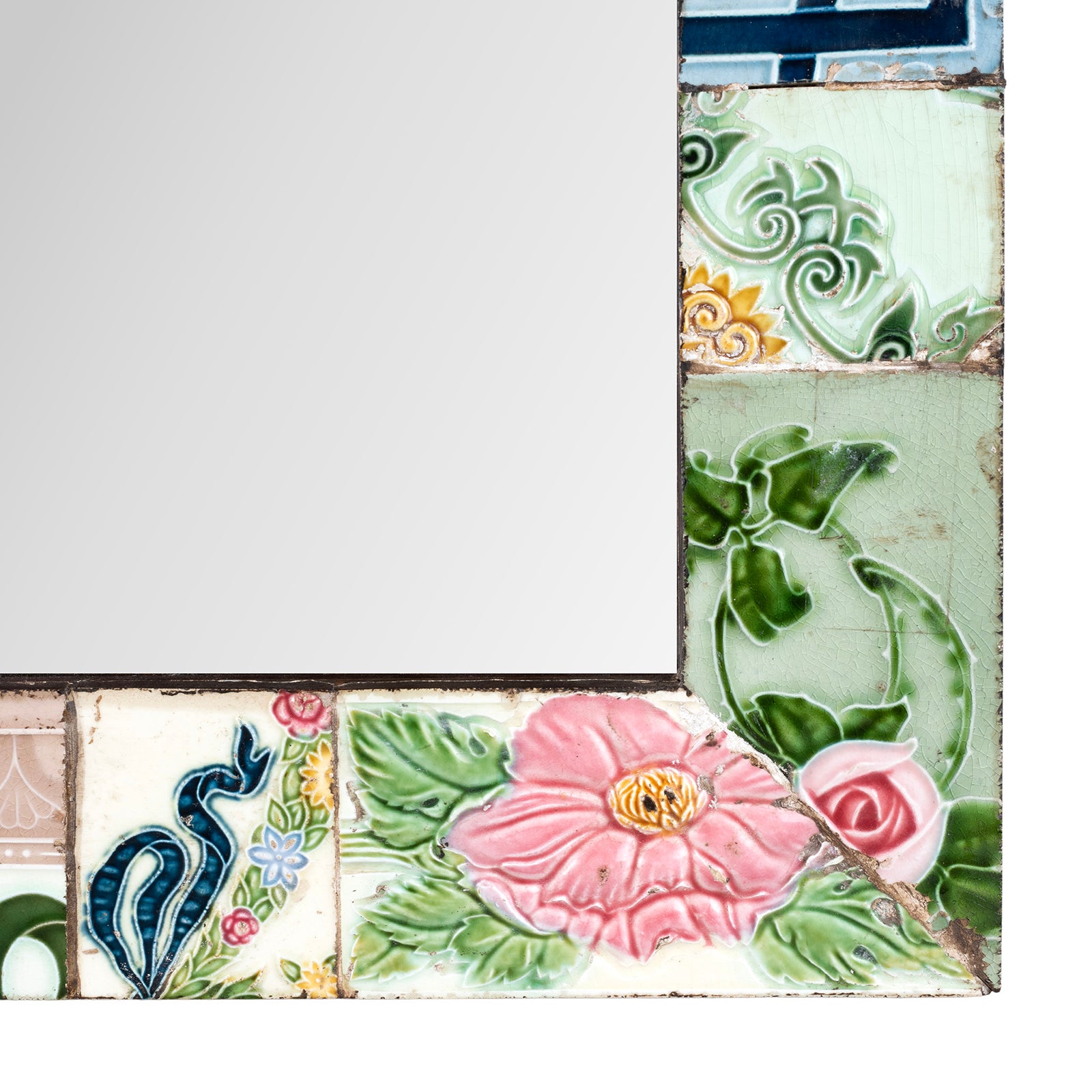 Detail From Roses Mirror Made From Old Japanese Ceramic Tiles