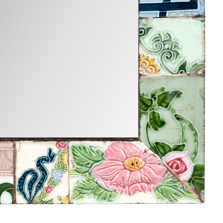 Detail From Roses Mirror Made From Old Japanese Ceramic Tiles