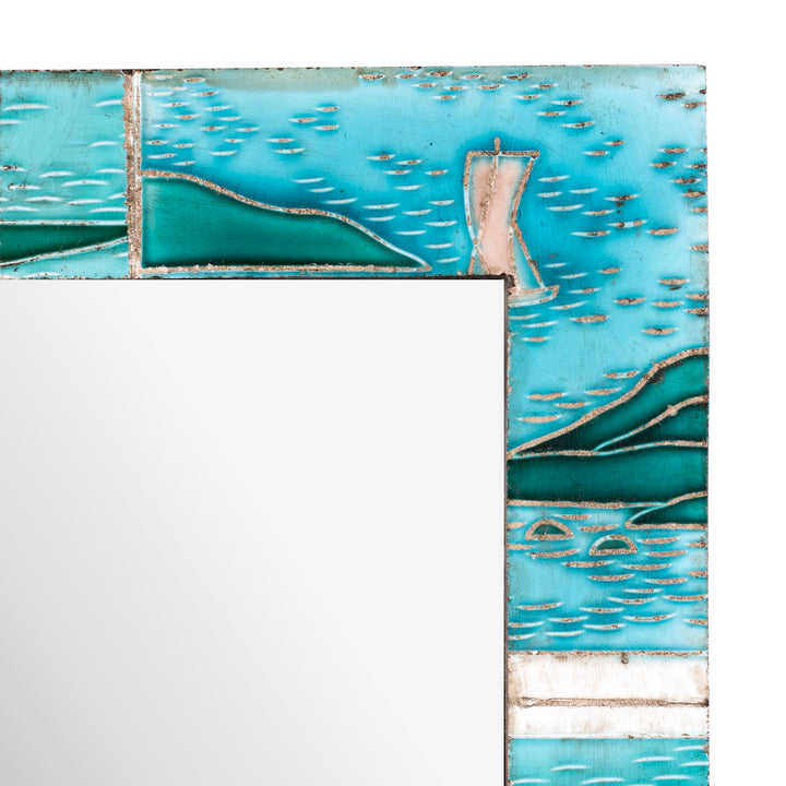 Detail From Mirror Made From Old Japanese Ceramic Tiles | Indigo Antiques