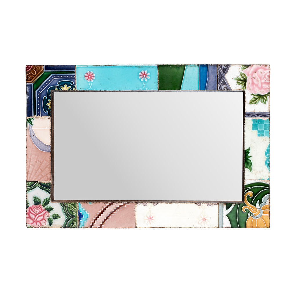 Landscape View Of Mirror Made From Old Japanese Ceramic Tiles