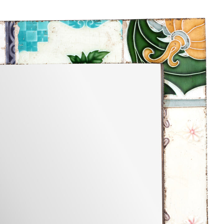 Corner Detail From Mirror Made From Old Japanese Ceramic Tiles