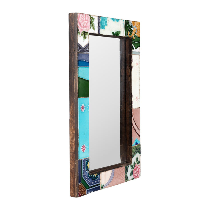 Depth View Of Mirror Made From Old Japanese Ceramic Tiles